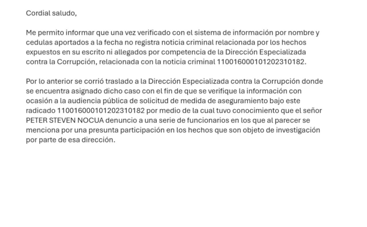 Fiscalía le dice al general Tito Castellanos, que no hay noticia criminal en su contra por el caso de El Bendecido.