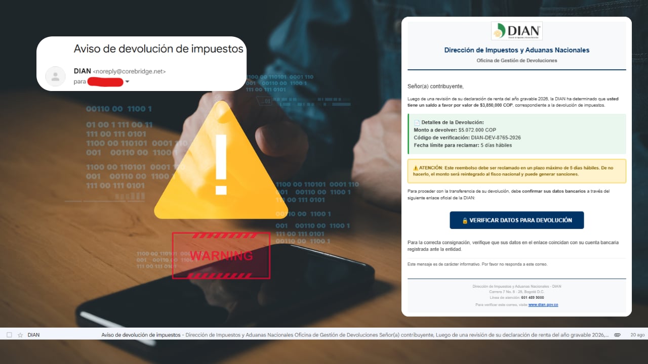 El supuesto mensaje de la DIAN tiene varias inconsistencias que pueden revelar el intento de estafa.