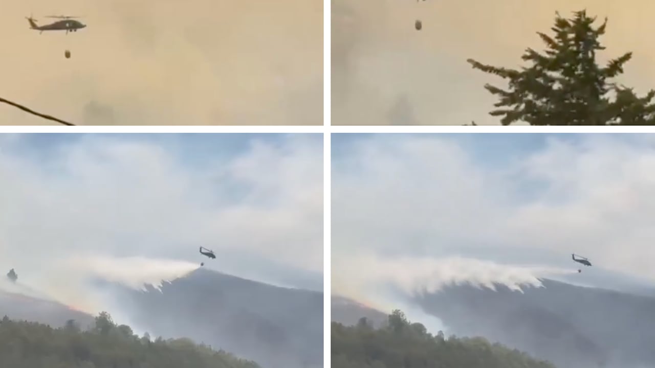 Vuelo de helicópteros atendiendo la emergencia en Villa de Leyva