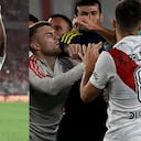 Miguel Ángel Borja seguía celebrando su gol mientras había un caos total en la cancha. Foto: AFP.