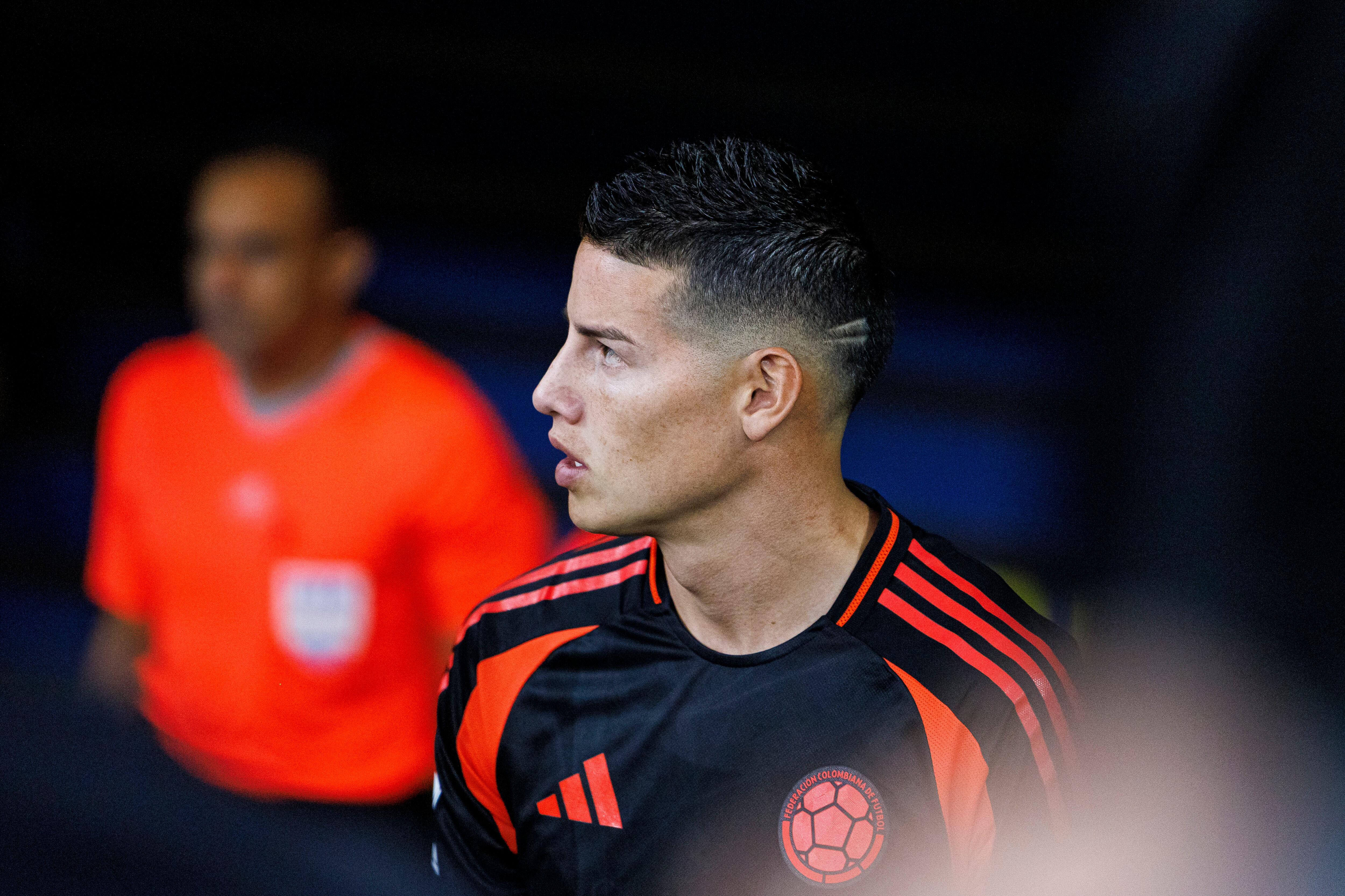 BRASILIA, BRAZIL - MARCH 20: James Rodriguez of Colombia looks on during the FIFA World Cup 2026 Qualifier match between Brazil and Colombia at Mane Garrincha Stadium on March 20, 2025 in Brasilia, Brazil. (Photo by Mauricio Duque/Eurasia Sport Images/Getty Images)