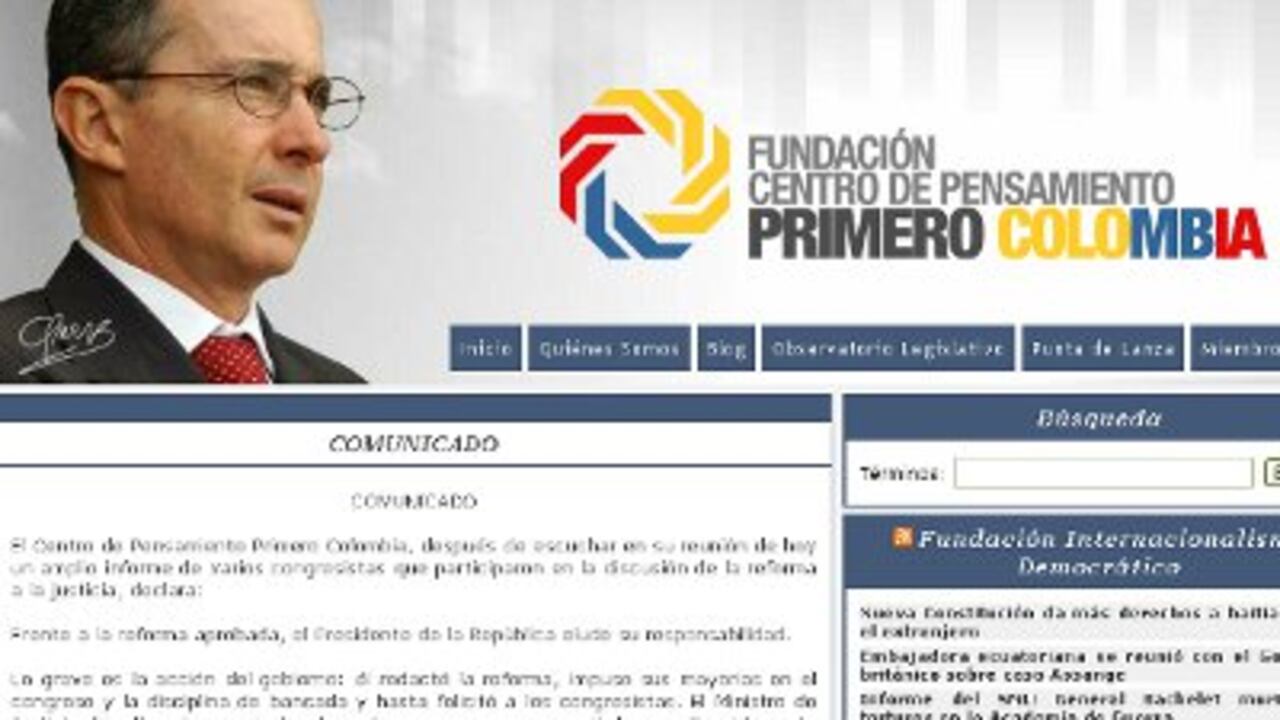 Imagen del comunicado subido en www.pensamientocolombia.org.