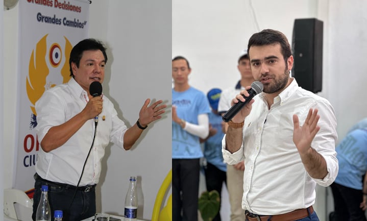 Fredy Anaya, excontralor de Santander, (izquierda). Carlos Sotomonte, candidato a la Alcaldía de Bucaramanga, (derecha).