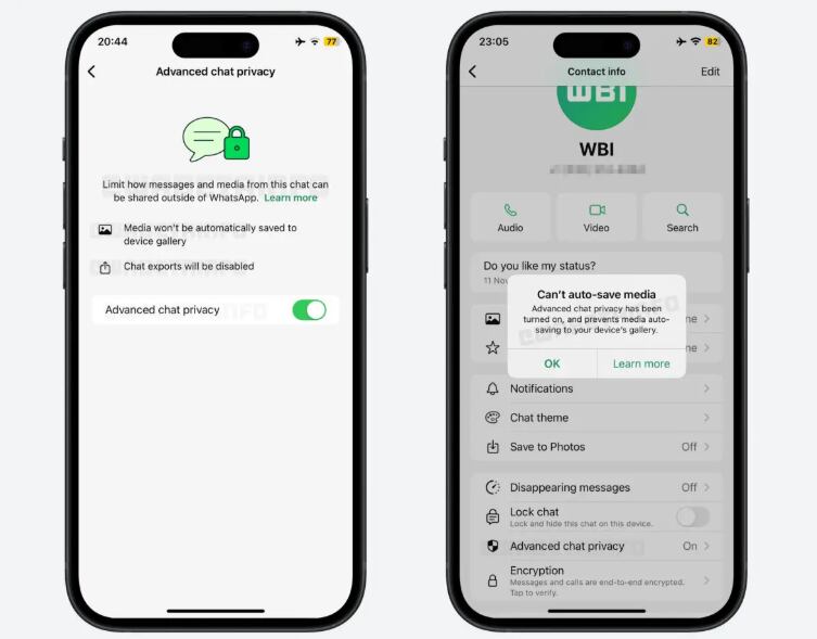 Una nueva opción en WhatsApp notificará cambios de privacidad en el chat.