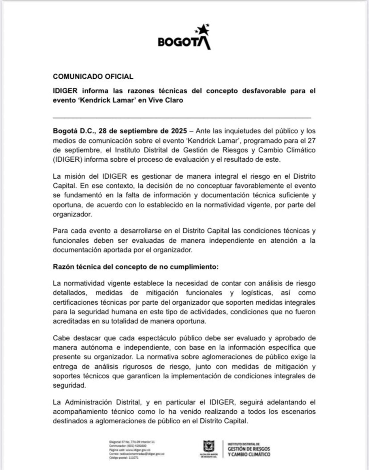 Esto se sabe de la cancelación concierto de Kendrick Lamar en Bogotá.