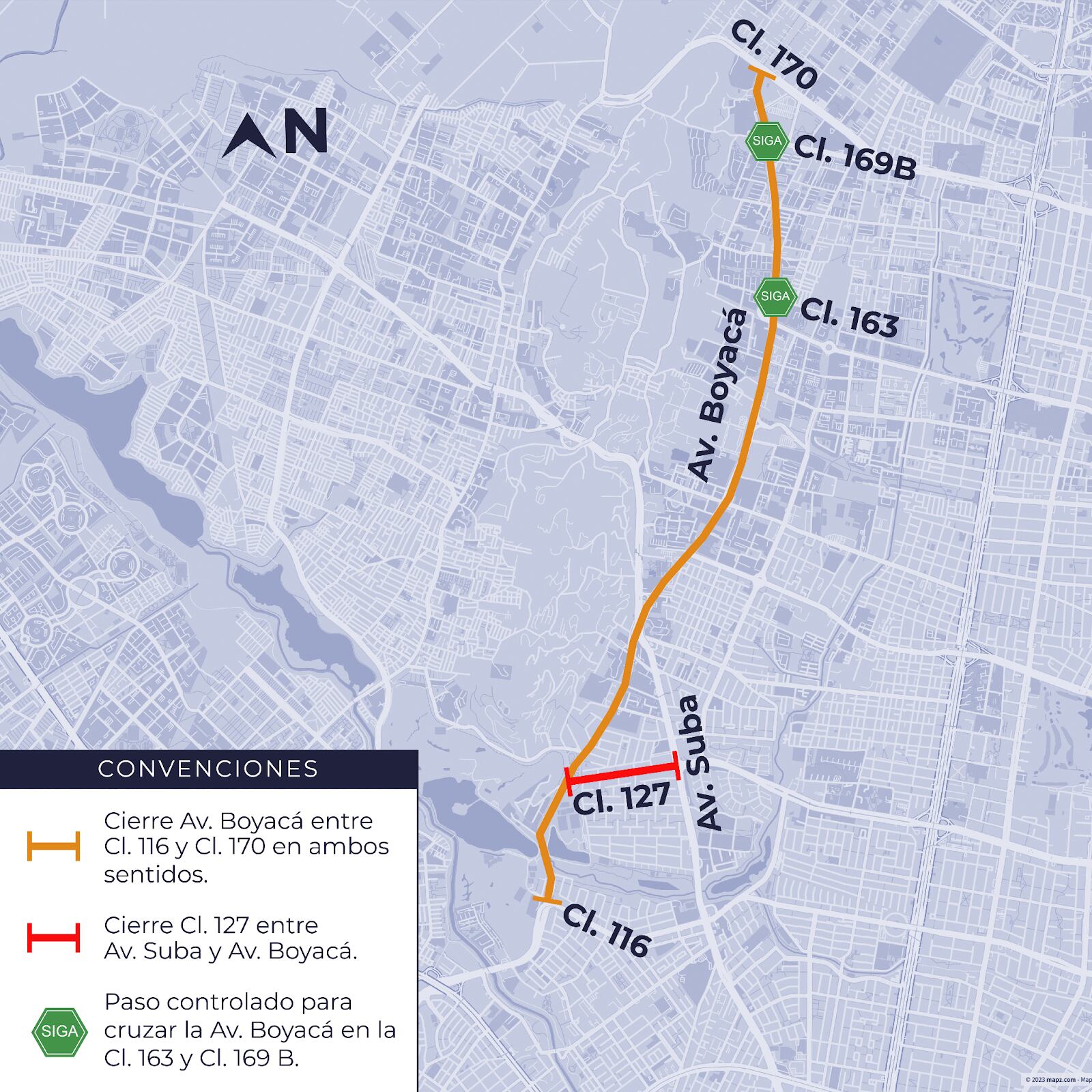 Cierre en la avenida Boyacá.