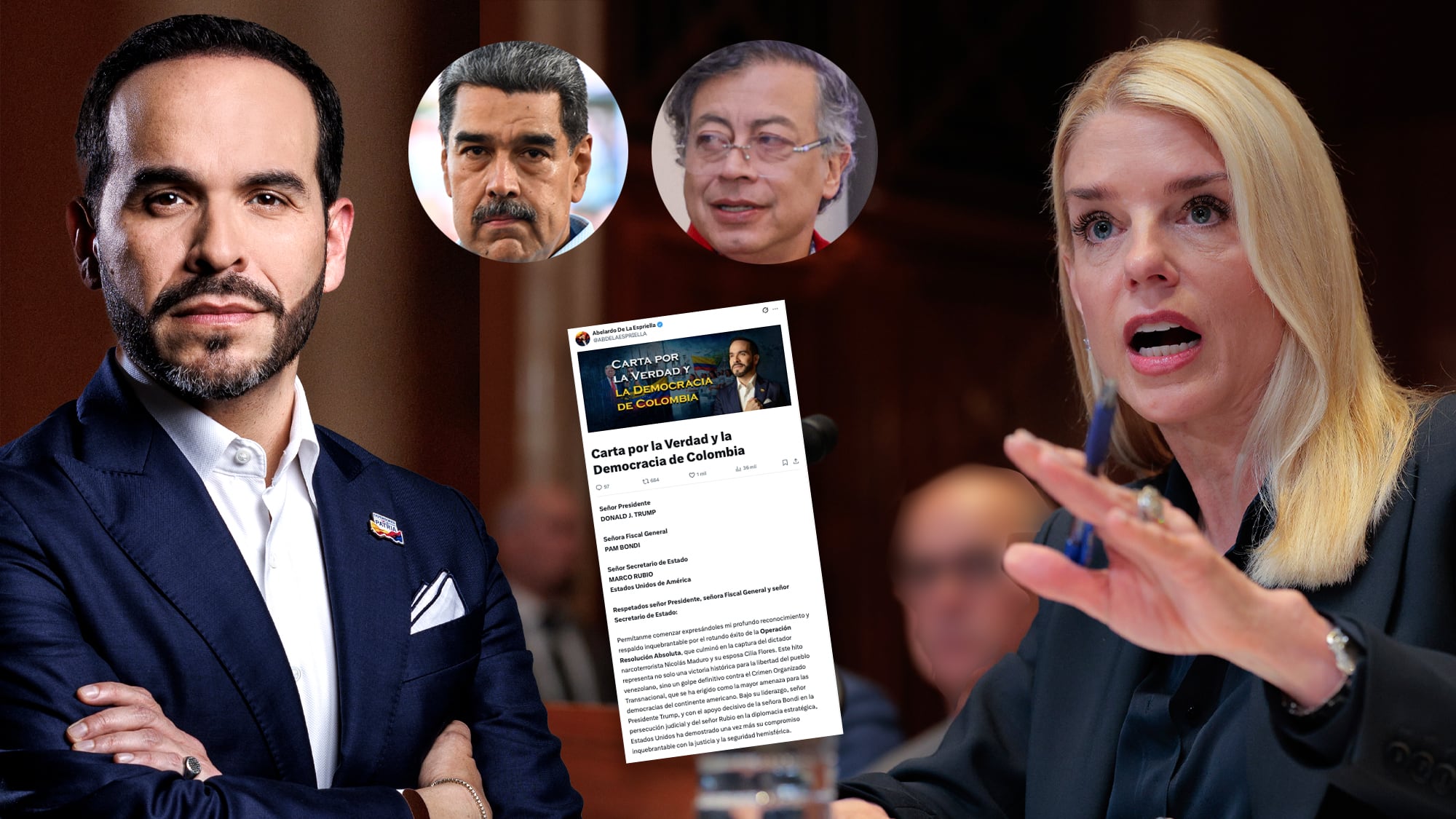 Abelardo de la Espriella, Fiscal General Pam Bondi.