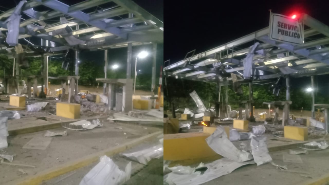 Peaje de Norte de Santander destruido por el ELN en la noche de este miércoles.