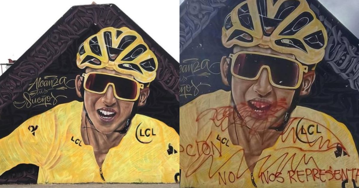 El artista @bengysaurio es el autor del mural en honor a Egan Bernal vandalizado en Zipaquirá.