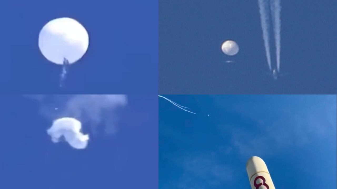 Momento en el que es derribado el globo chino espía en espacio aéreo de Estados Unidos.