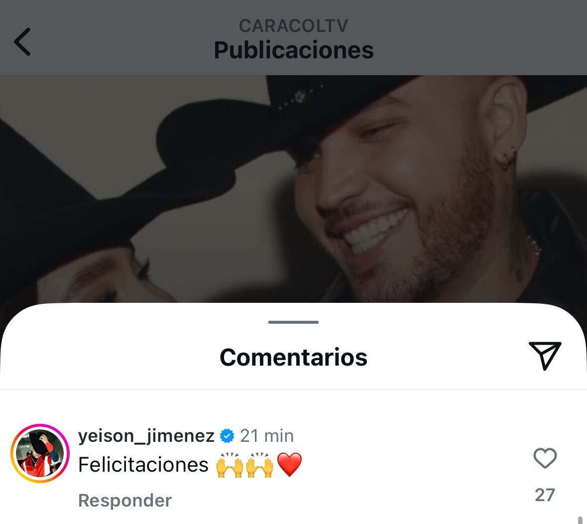 Yeison Jiménez se emocionó por la noticia del bebé que viene en camino.