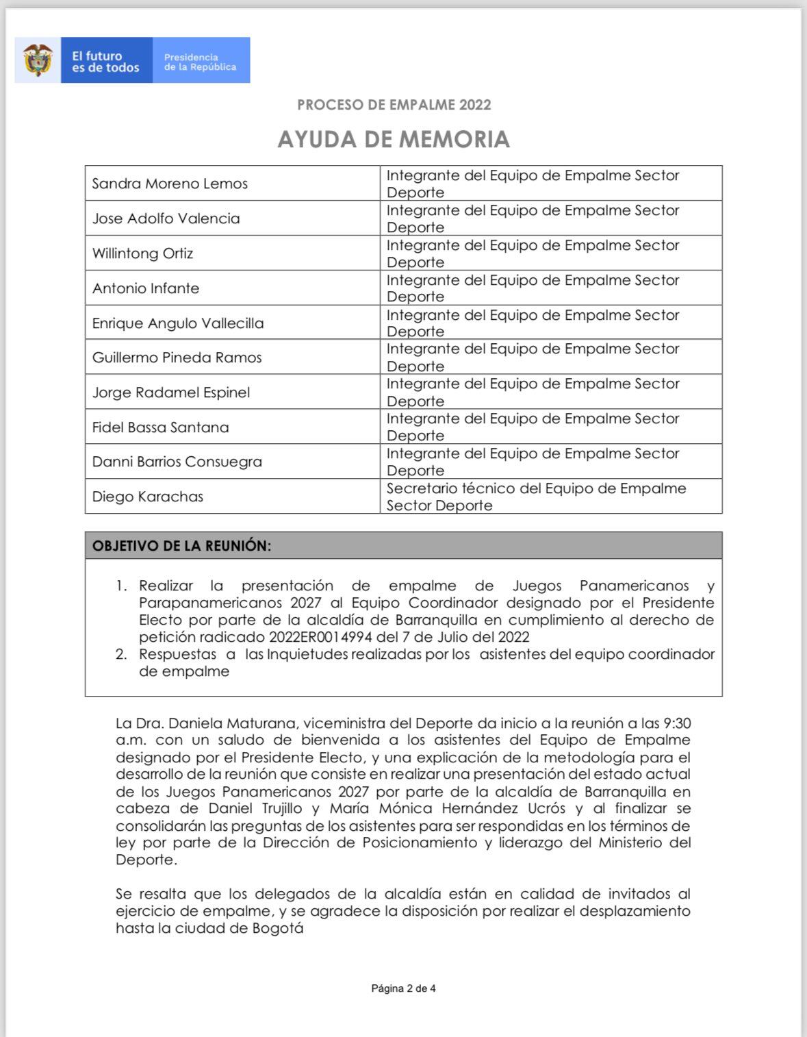 Acta empalme gobierno Duque y la administración Petro
