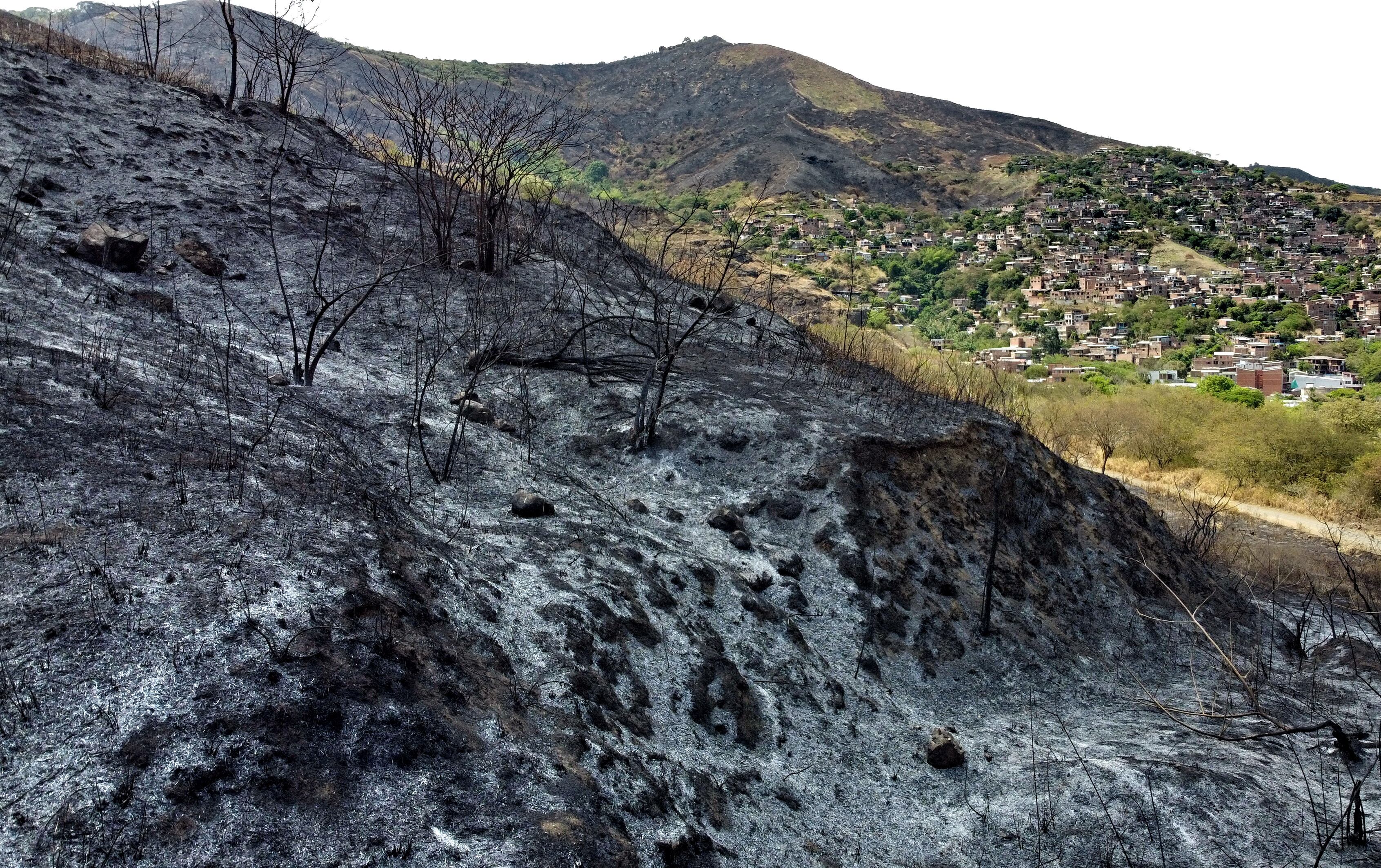 Auotridades en alerta máxima para que no invadan los cerros de Menga tras los voraces incendios del viernes pasado. fotos Raúl Palacios.