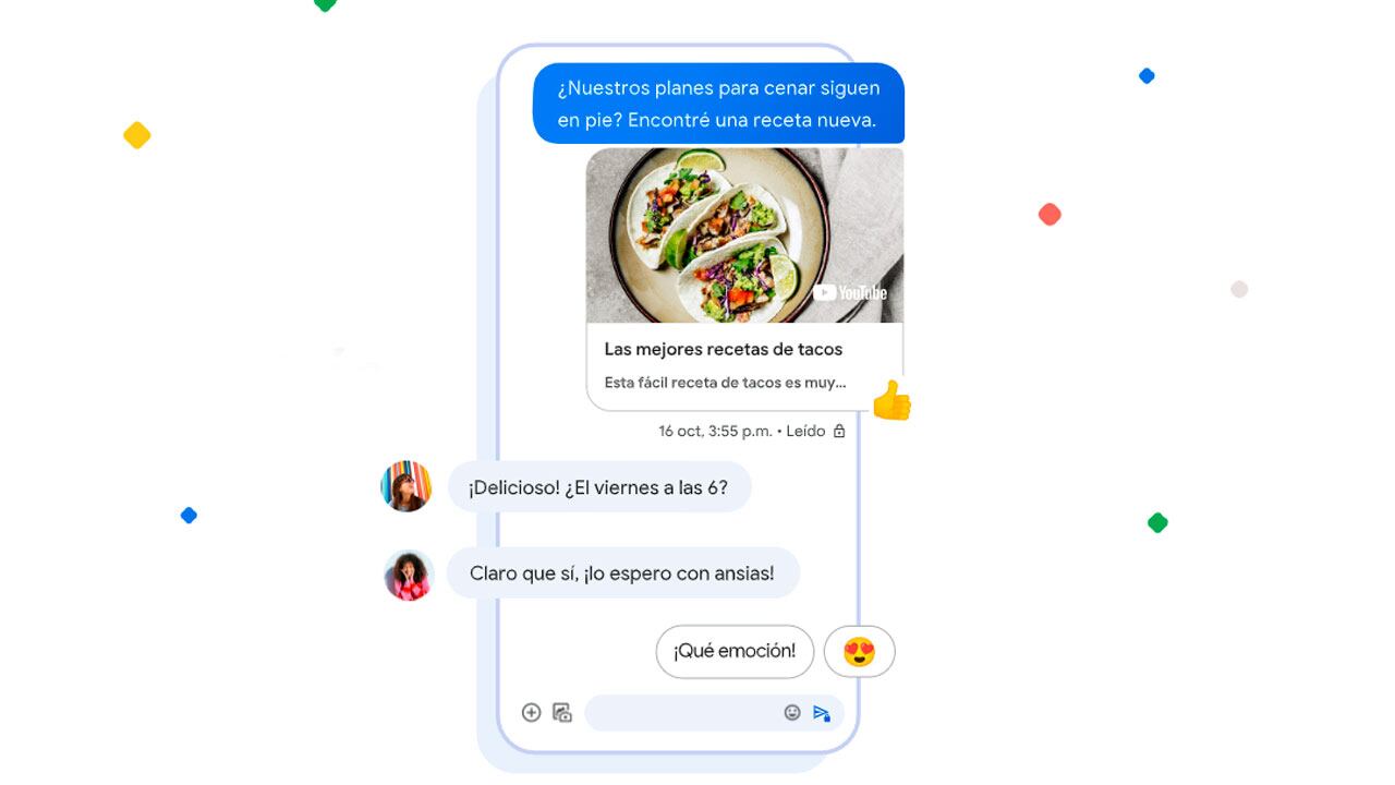 Google mensajes incorpora las reacciones con emoticones en los chats.