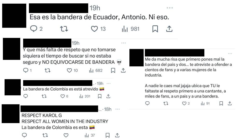 Críticas a Antonio Naranjo por cometer error con bandera de Colombia y Ecuador.