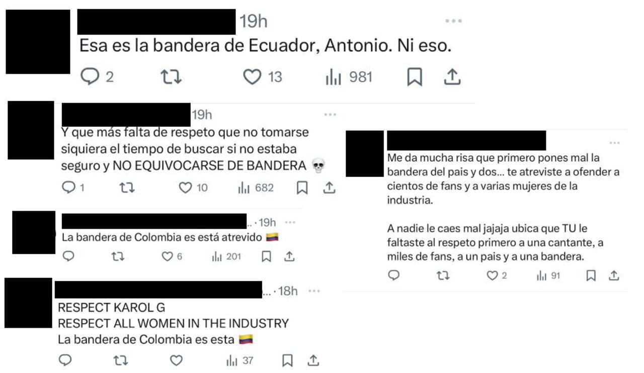 Críticas a Antonio Naranjo por cometer error con bandera de Colombia y Ecuador.