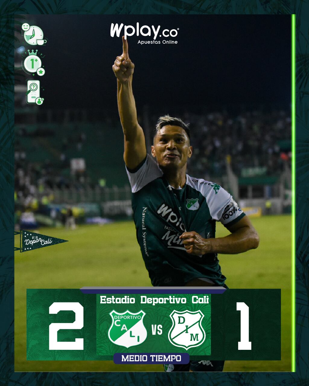 Cali y Medellín se fueron al entretiempo con un 2-1 parcial a favor del conjunto 'azucarero'