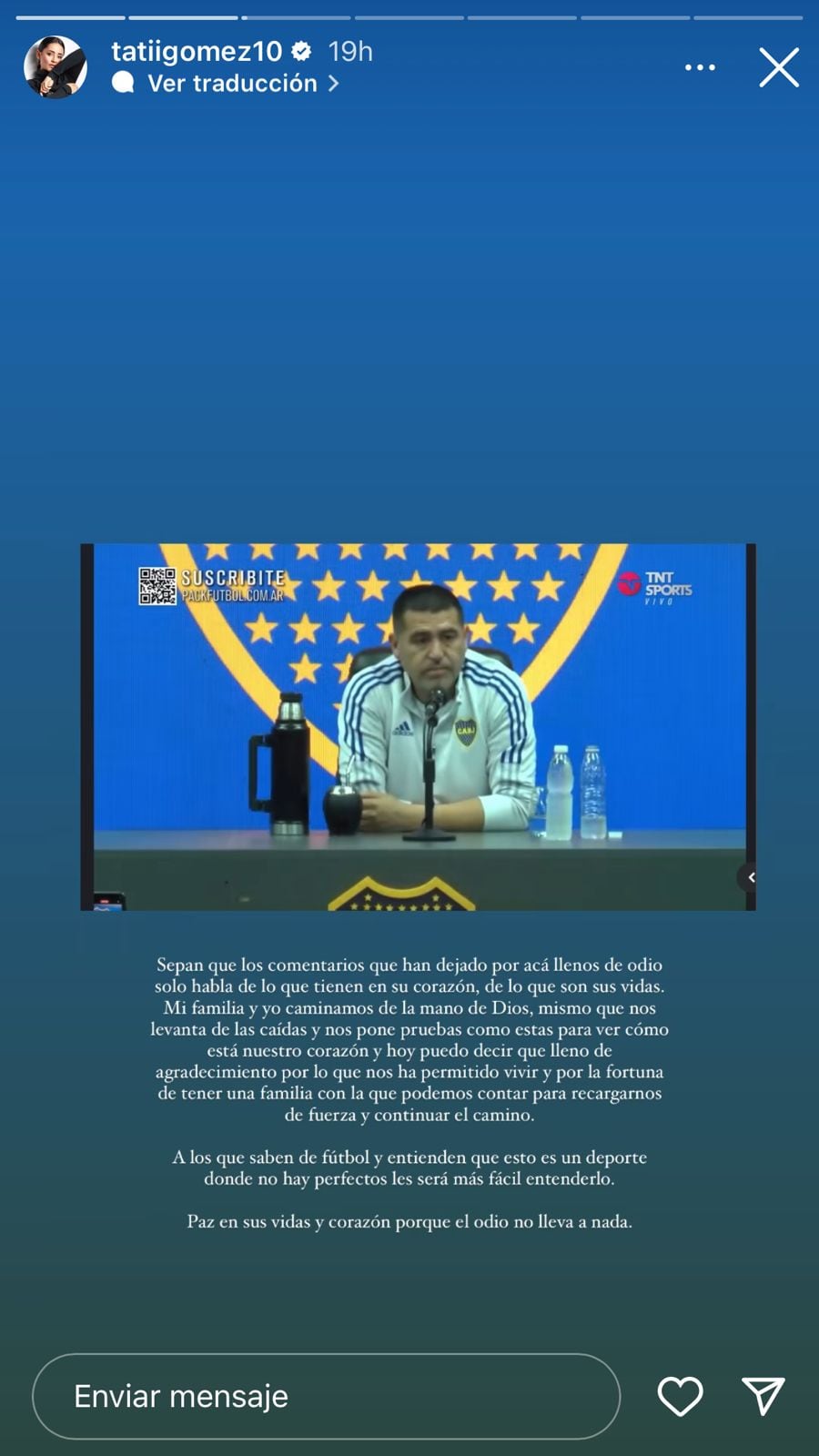 Tatiana Gómez esposa de Frank Fabra se pronuncia en redes sociales