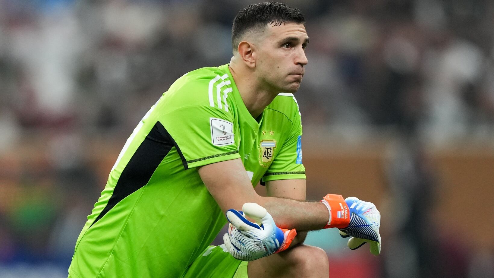 Emiliano 'Dibu' Martínez, arquero de la Selección de Argentina en la final del Mundial de Qatar 2022 contra Francia.