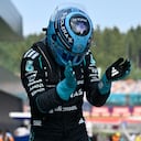 George Russell (Mercedes) celebrando su triunfo en el GP de Austria.
