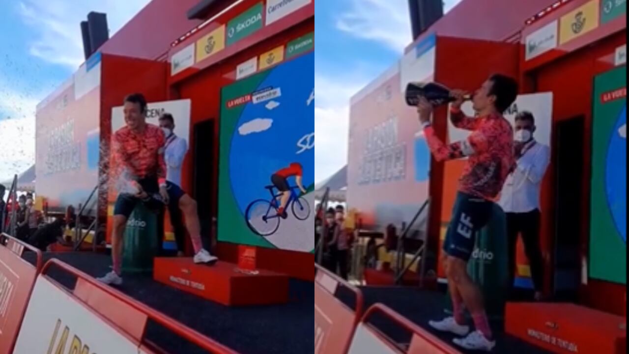 El pedalista antioqueño celebró por todo lo alto.