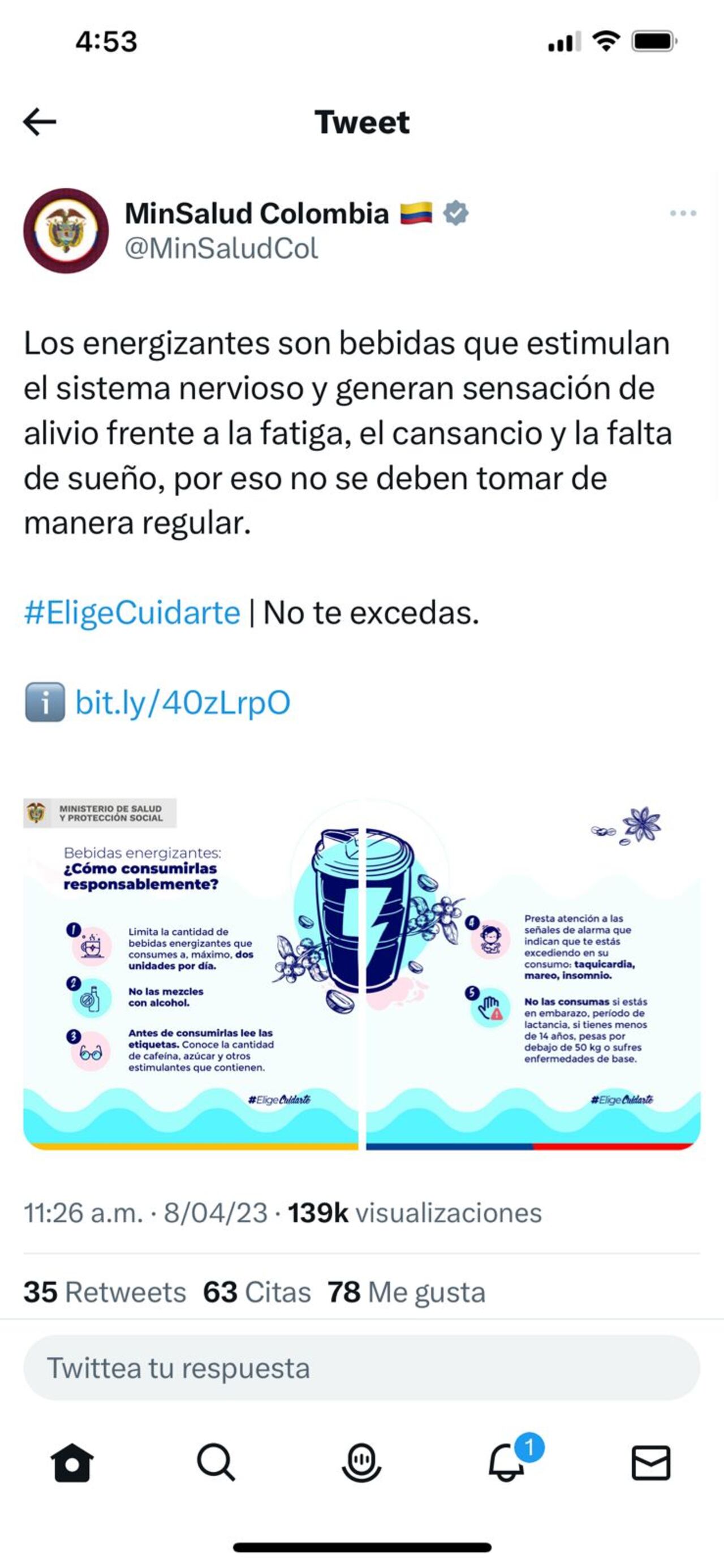 Este fue el mensaje publicado en la cuenta oficial del Ministerio de Salud y que horas después fue eliminado.