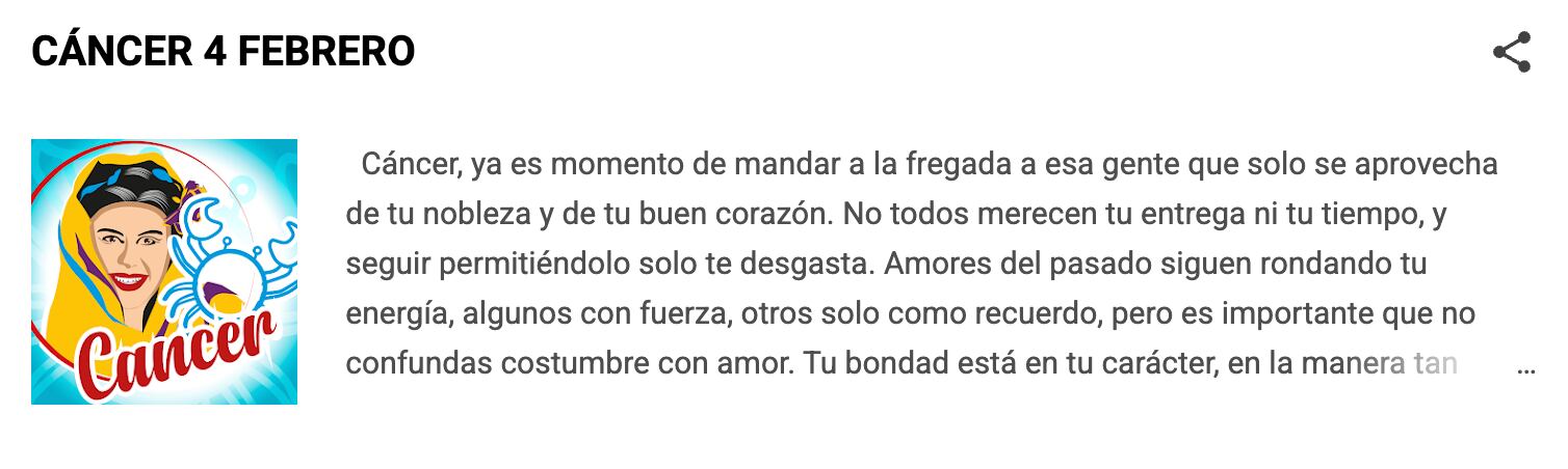Horóscopo para Cáncer según Nana Calistar el día de hoy