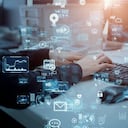 Digital transformation concept. Binary code. Programming.