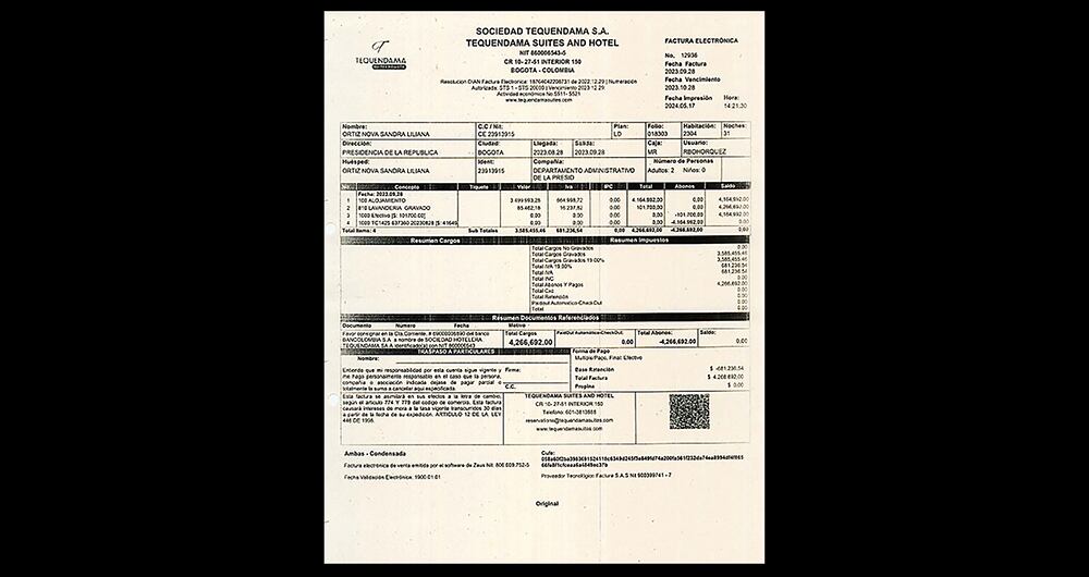 El documento que prueba el hospedaje.