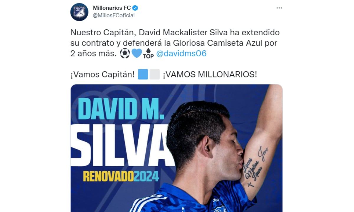 Millonarios. Foto: Twitter oficial Millonarios.