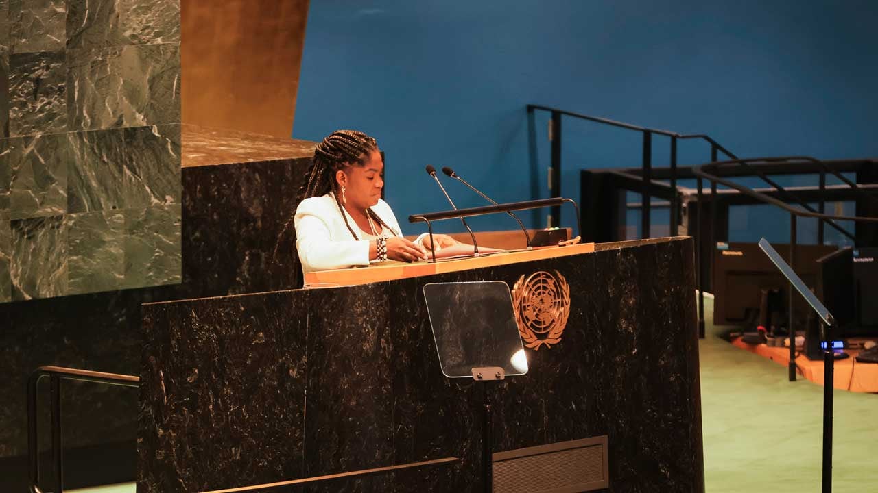 La vicepresidenta Francia Márquez en una de sus intervenciones ante la Asamblea de la ONU.