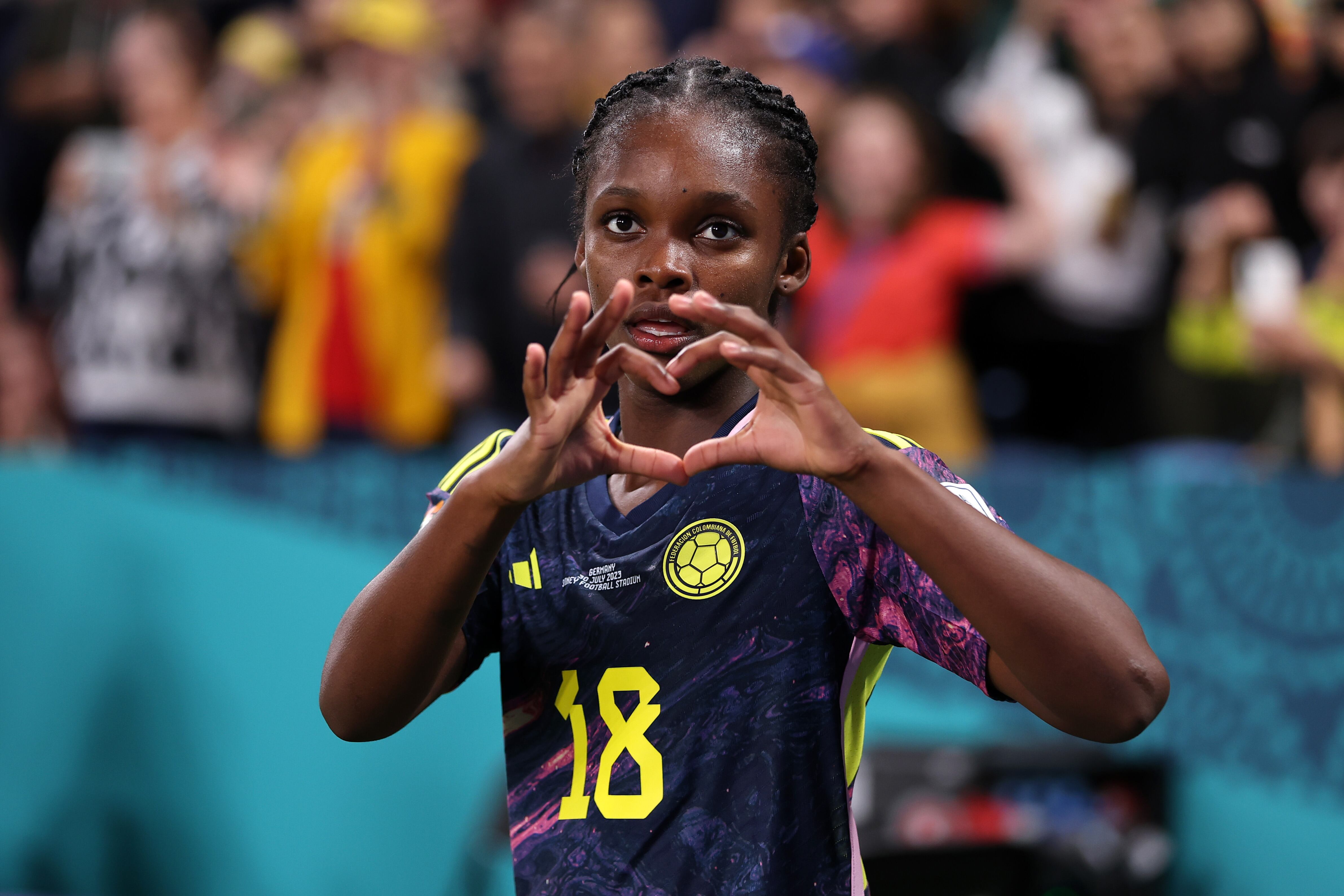 SYDNEY, AUSTRALIA - JULY 30: Linda Caicedo of Colombia celebrates after scoring her team's first goal during the FIFA Women's World Cup Australia & New Zealand 2023 Group H match between Germany and Colombia at Sydney Football Stadium on July 30, 2023 in Sydney, Australia. (Photo by Cameron Spencer/Getty Images)