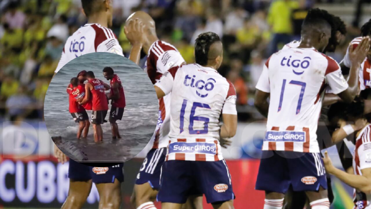 Jugadores de Junior echaron al agua al Bolillo Gómez.