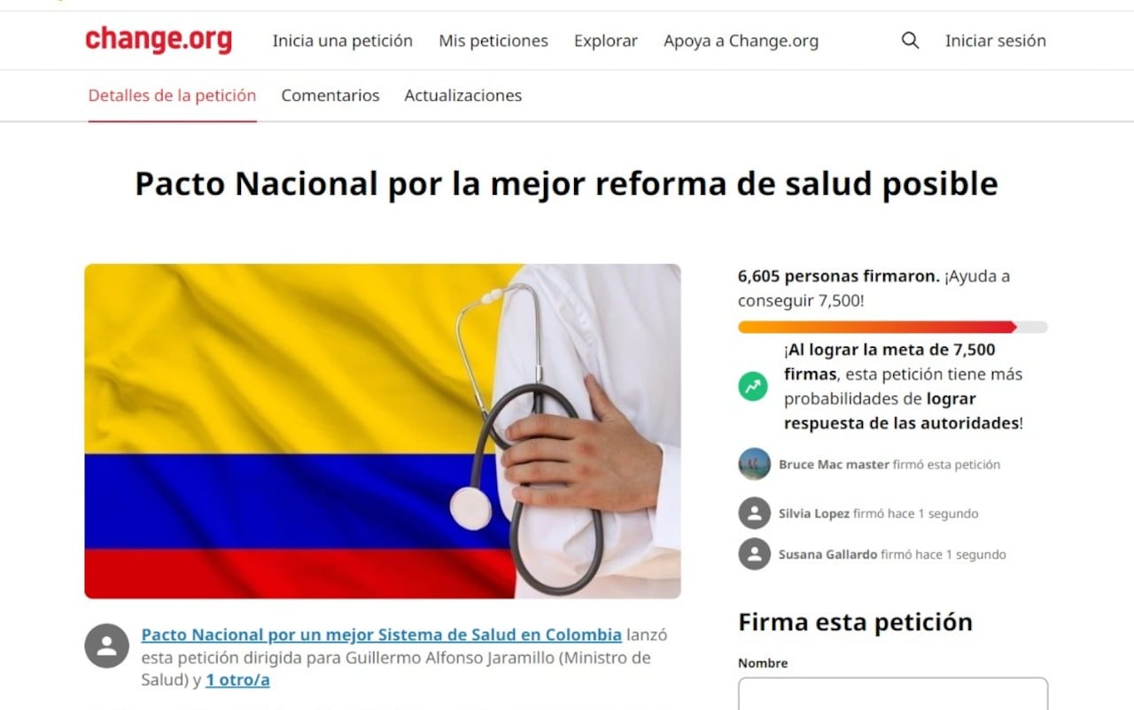 El Pacto Nacional por un mejor Sistema de Salud en Colombia lanzó esta petición dirigida para al ministro de Salud, Guillermo Alfonso Jaramillo, y al presidente, Gustavo Petro.