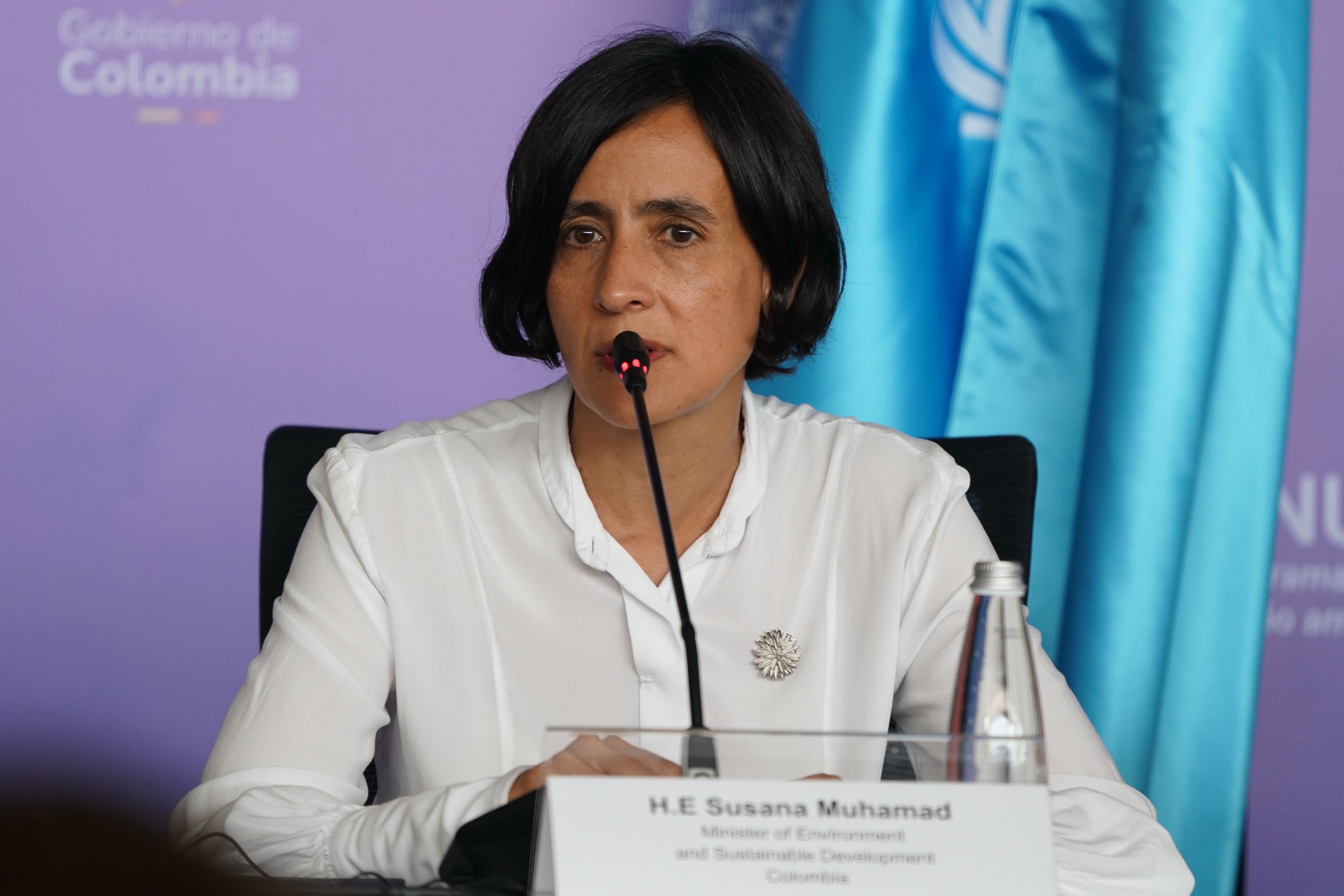 La ministra Susana Muhamad da balance de la COP16 al viernes 25 de octubre en el Centro de Eventos Valle del Pacifico. Foto Jorge Orozco / El País.