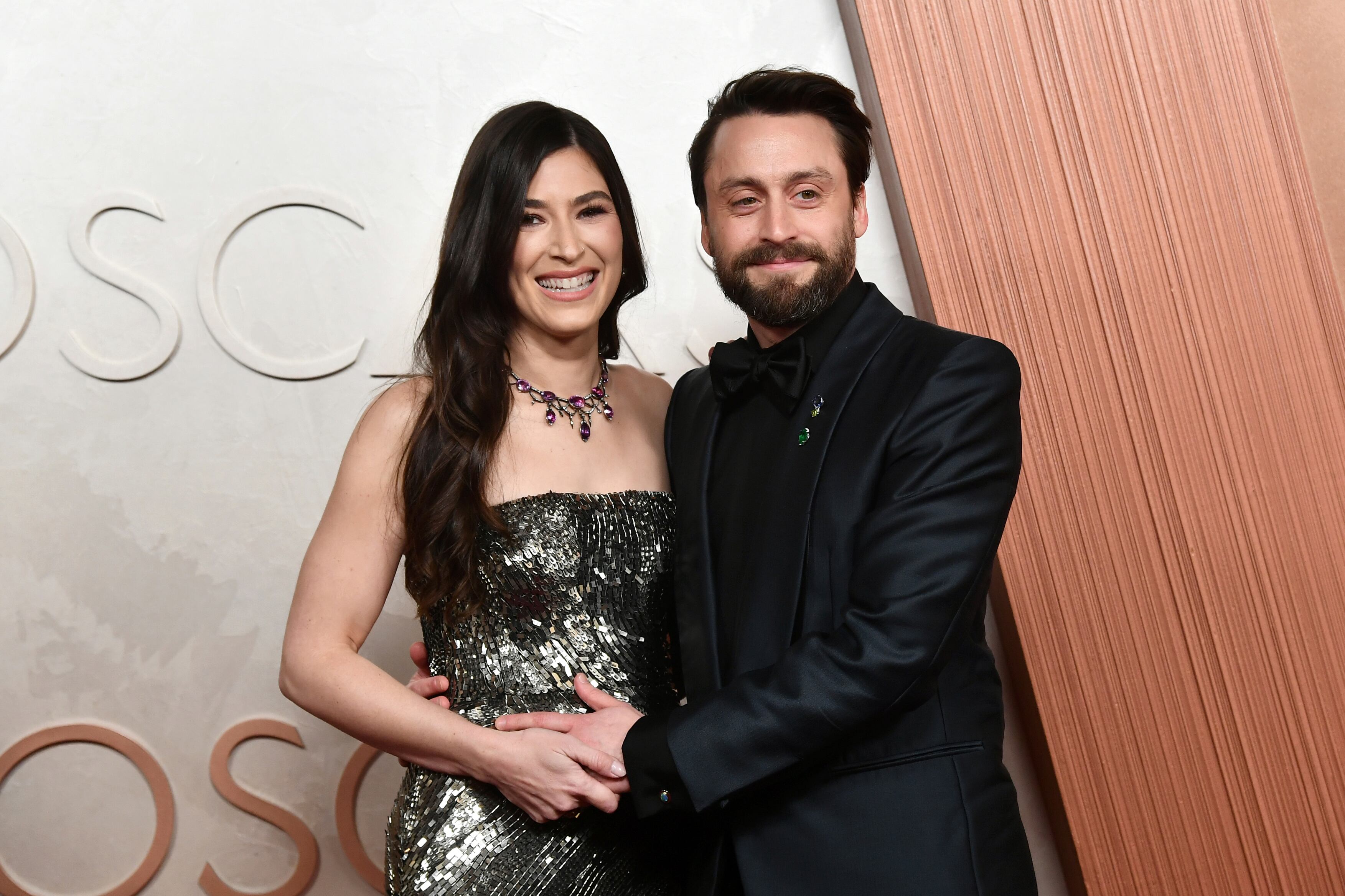 Jazz Charton, left, and Kieran Culkin arrive at the Oscars on Sunday, March 2, 2025, at the Dolby Theatre in Los Angeles. (Photo by Richard Shotwell/Invision/AP)