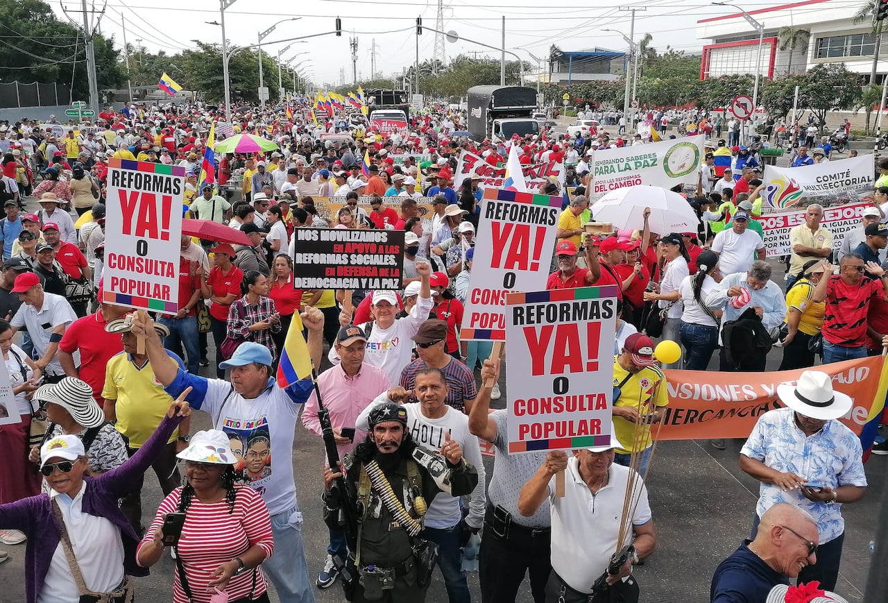 Manifestantes de este 18 de marzo en Barranquilla.