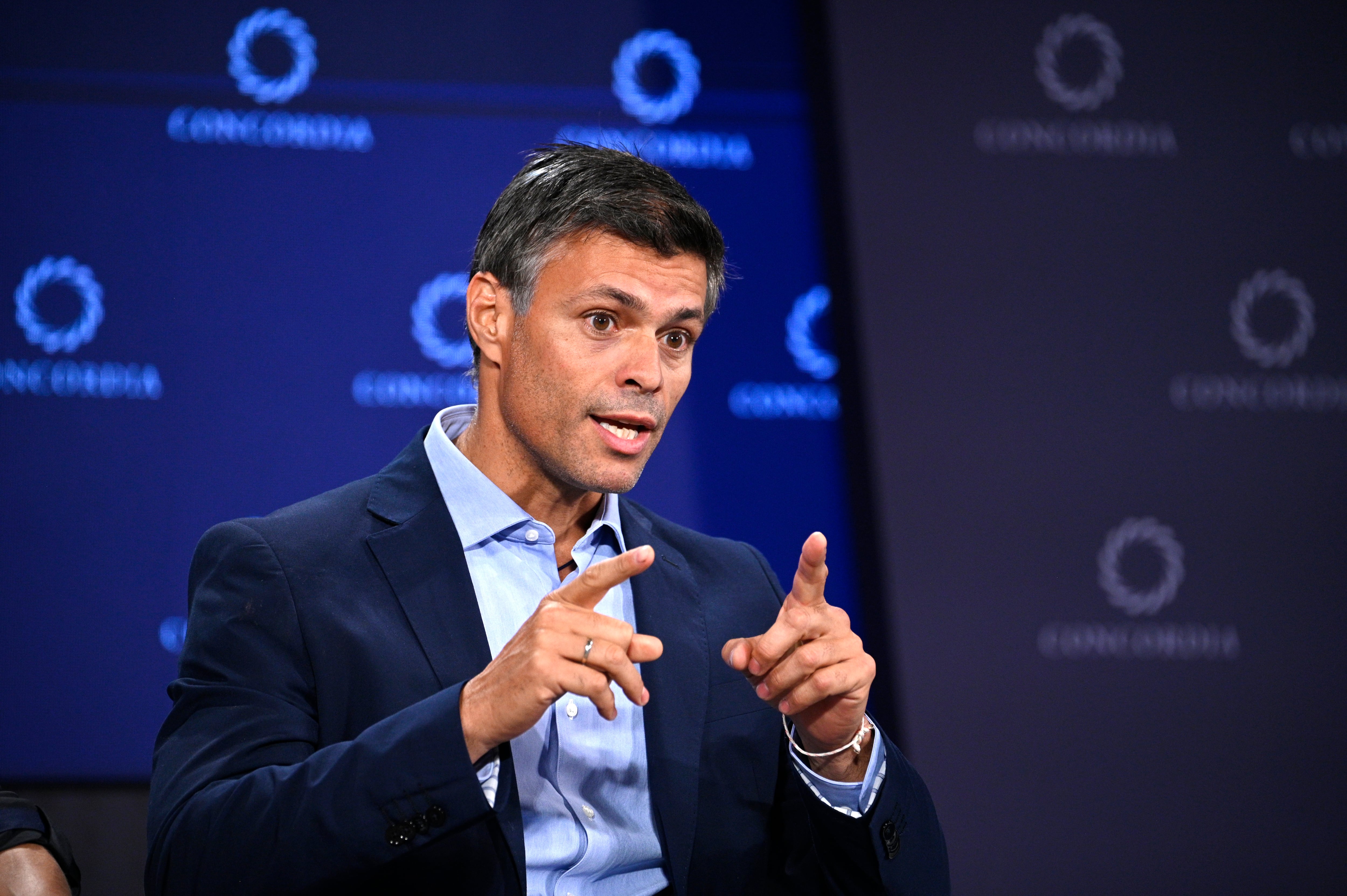 Leopoldo López, activista por la libertad de Venezuela, Wilson Center; habla en el escenario durante la Cumbre Anual de Concordia 2022 - Día 2 en el Sheraton New York el 20 de septiembre de 2022 en la ciudad de Nueva York.