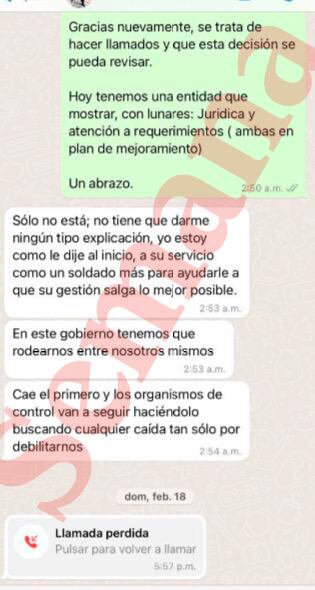 CHATS ENTRE OLMEDO LÓPEZ Y ANDRÉS IDÁRRAGA