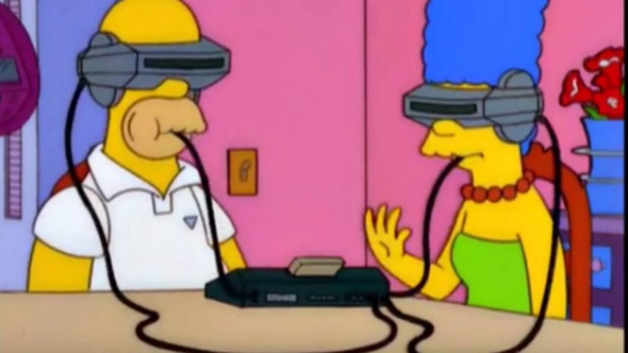 Homero y Marge comiendo comida virtual en 'Los Simpson'