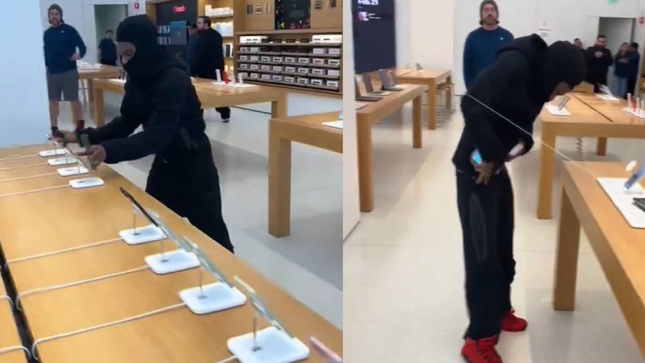 El hombre tomó los celulares y salió tranquilamente por la puerta principal