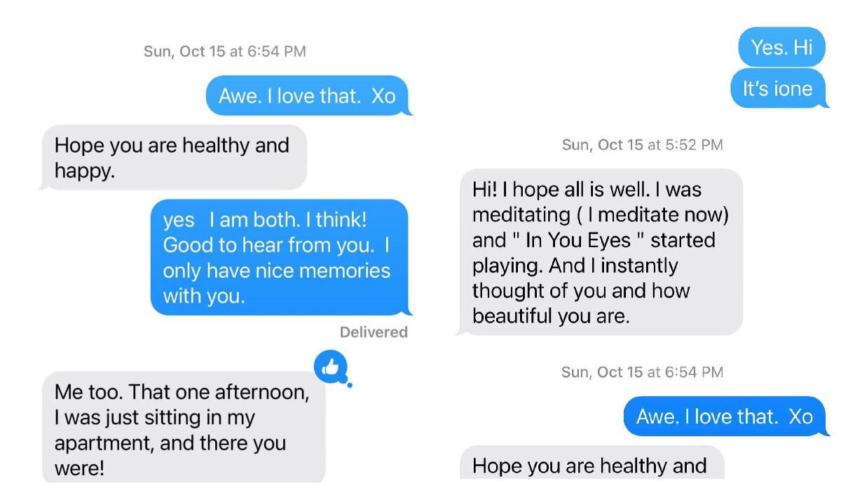 El chat fue revelado por Ione Skye en su cuenta de Instagram