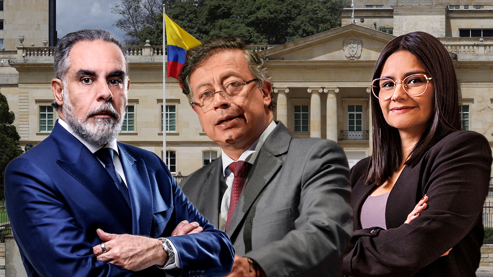 Armando Benedetti, Gustavo Petro y Angie Rodríguez.