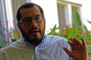 El precandidato nicaragüense Félix Maradiaga habla durante una entrevista con AFP, en Managua, el 11 de febrero del 2021. Foto: AFP