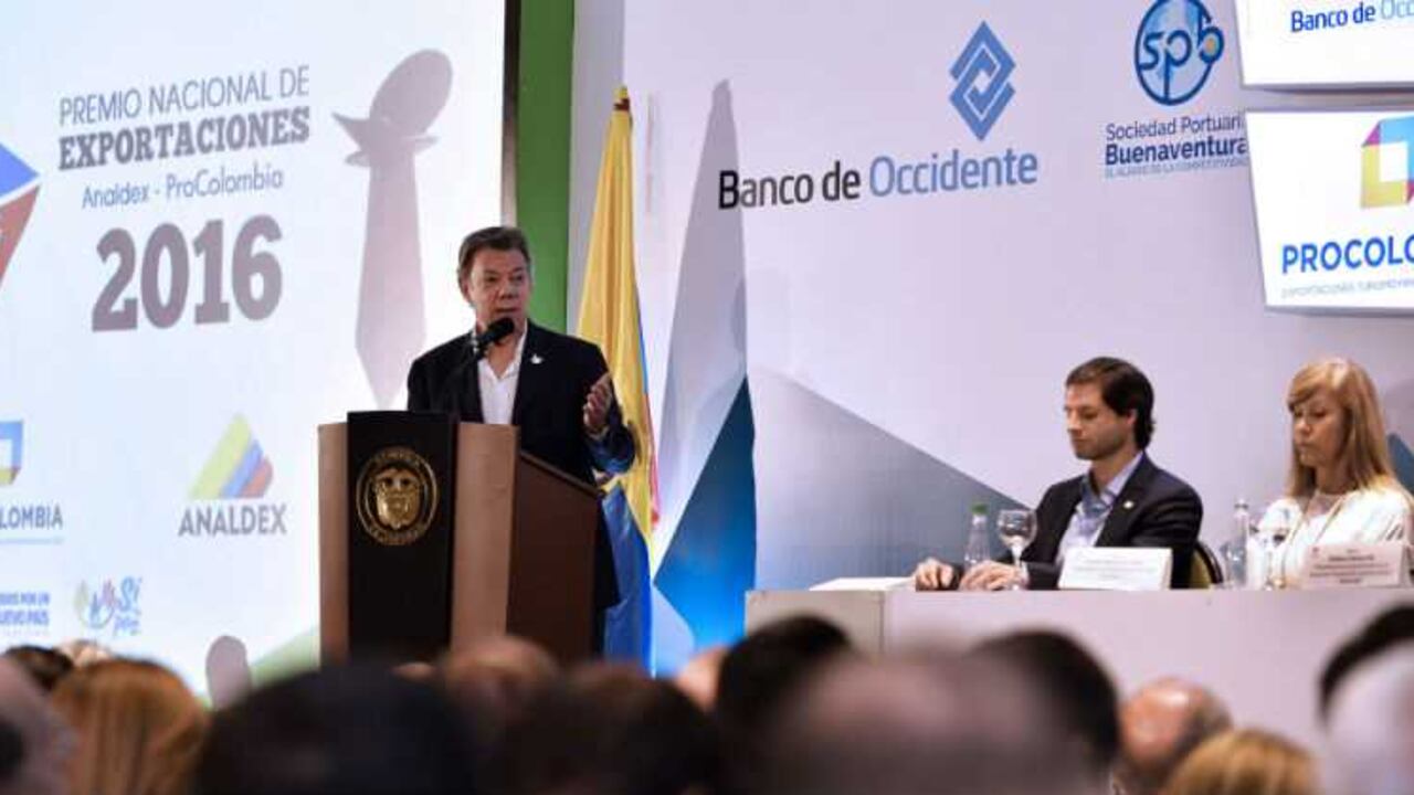 El presidente Juan Manuel Santos en la reunión de Analdex.