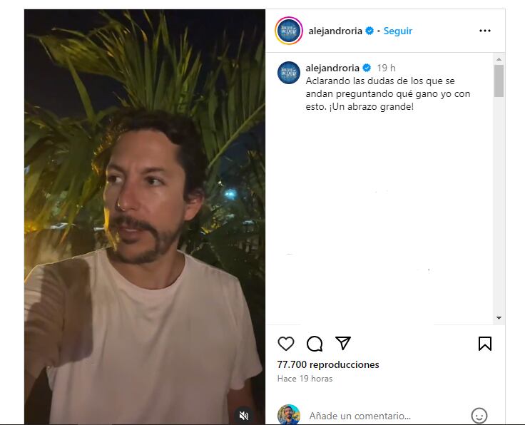 Foto: Instagram @alejandroria