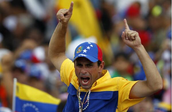 El candidato opositor Henrique Capriles Radonsky en la ciudad de Caracas (Venezuela).