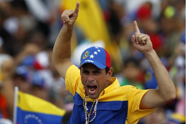 El candidato opositor Henrique Capriles Radonsky en la ciudad de Caracas (Venezuela).