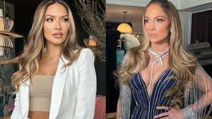 La actriz colombiana fue comparada con la cantante boricua. Fotos: Instagram @kimberlyreyesh - @jlo.