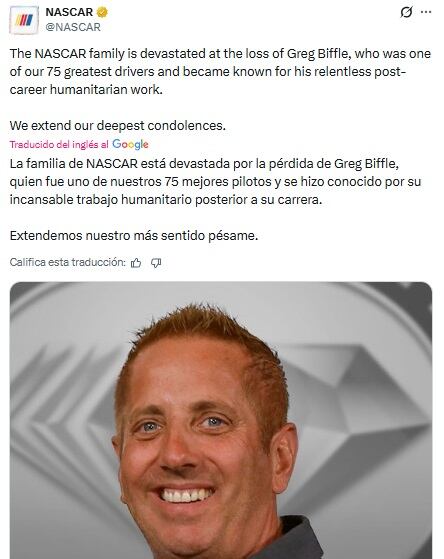 Pantallazo X: @NASCAR